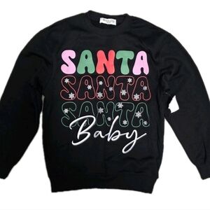 Wound Up Black Christmas SANTA BABY Graphic Sweatshirt Size Large NWT Girls